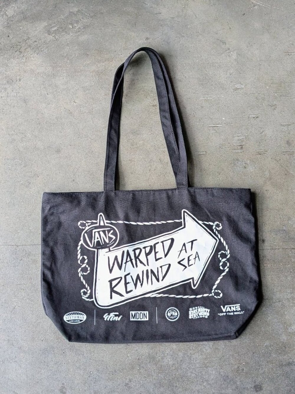 Vans Warped Tour Rewind at Sea 2017 Black Hammerhead Shark Tote Bag